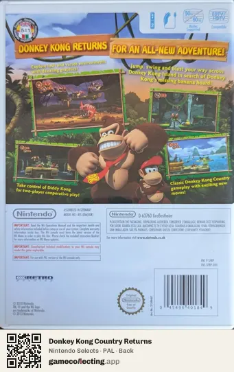 Donkey Kong Country Returns Nintendo Wii, PAL box back