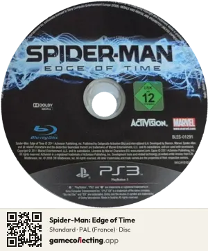 Spider-Man: Edge of Time PlayStation 3, PAL disc