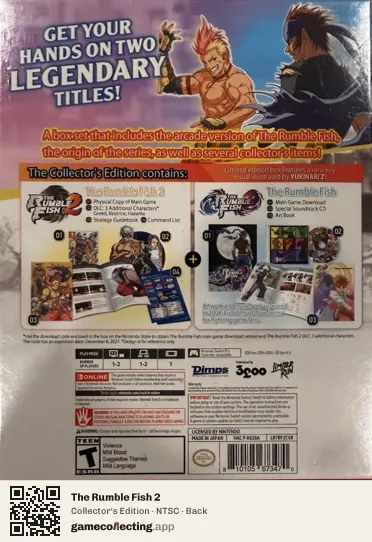 The Rumble Fish 2 Nintendo Switch, NTSC box back