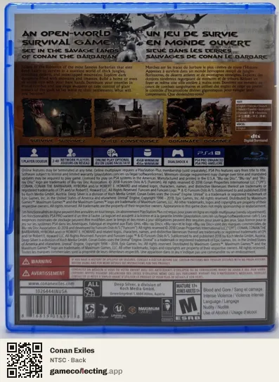 Conan Exiles PlayStation 4, NTSC box back