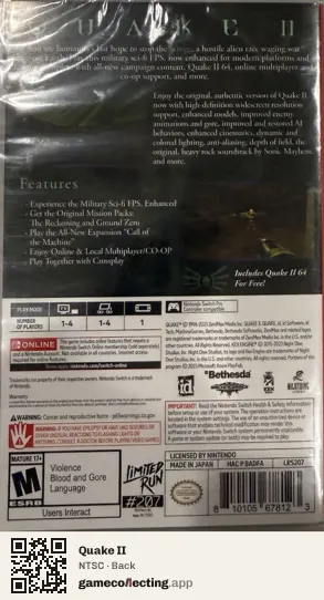 Quake II Nintendo Switch, NTSC box back