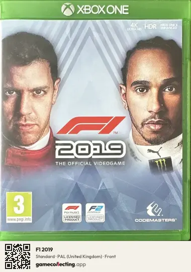 F1 2019 Xbox One, United Kingdom box front