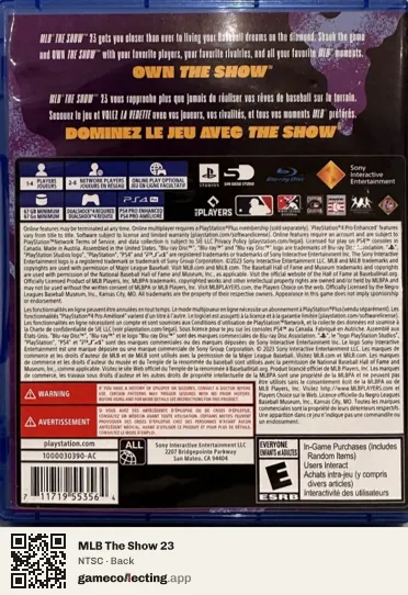 MLB The Show 23 PlayStation 4, NTSC box back