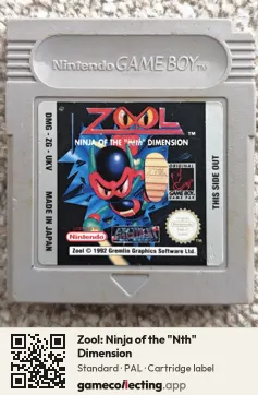 Zool: Ninja of the "Nth" Dimension Game Boy, PAL cartridge label