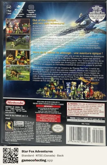 Star Fox Adventures Nintendo GameCube, Canada box back