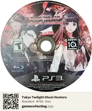 Tokyo Twilight Ghost Hunters PlayStation 3, NTSC disc