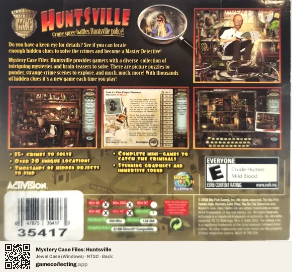 Mystery Case Files: Huntsville Computer, NTSC box back