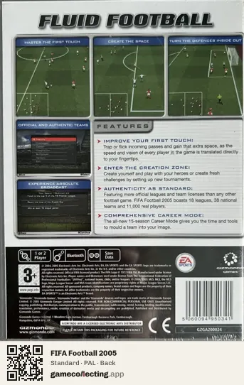 FIFA Football 2005 Gizmondo, PAL box back