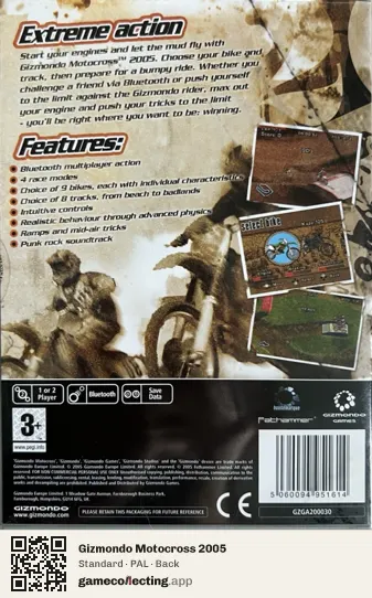 Gizmondo Motocross 2005 Gizmondo, PAL box back