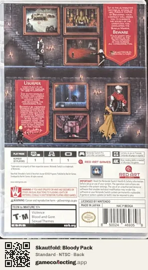 Skautfold: Bloody Pack Nintendo Switch, NTSC box back
