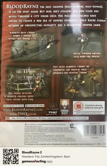 BloodRayne 2 PlayStation 2, United Kingdom box back