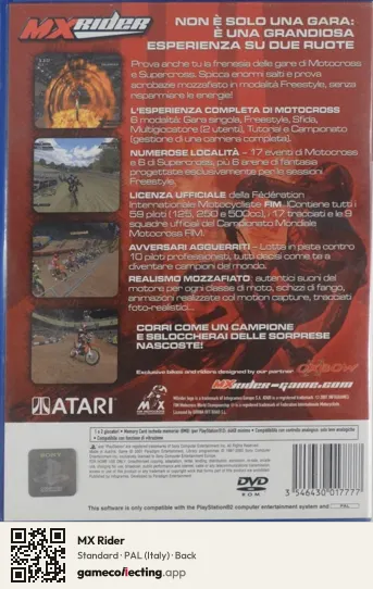 MX Rider PlayStation 2, Italy box back