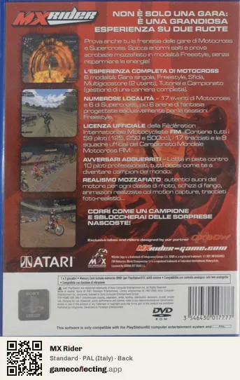 MX Rider PlayStation 2, Italy box back