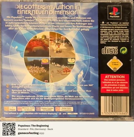 Populous: The Beginning PlayStation, Germany box back