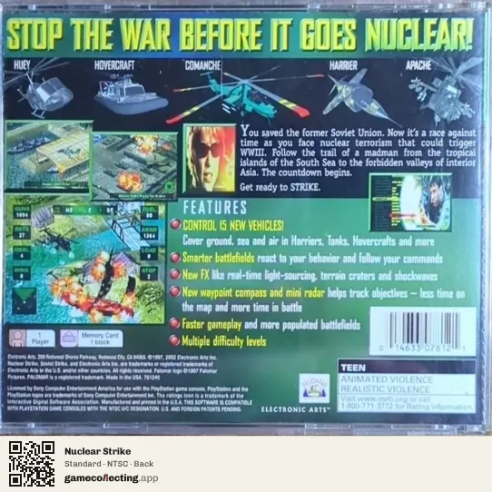 Nuclear Strike PlayStation, NTSC box back
