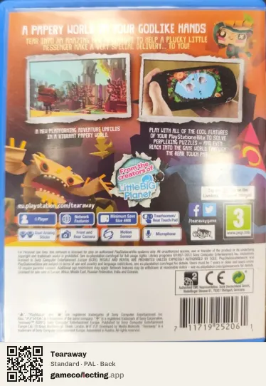 Tearaway PlayStation Vita, PAL box back