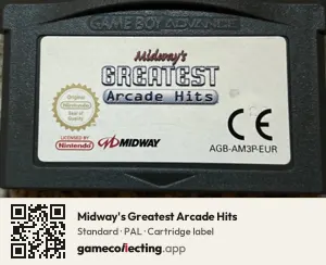 Midway's Greatest Arcade Hits Game Boy Advance, PAL cartridge label