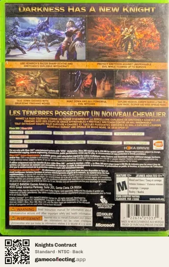 Knights Contract Xbox 360, NTSC box back