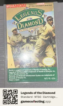 Legends of the Diamond Nintendo Entertainment System, NTSC cartridge label