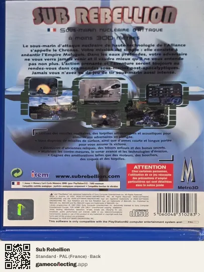 Sub Rebellion PlayStation 2, France box back