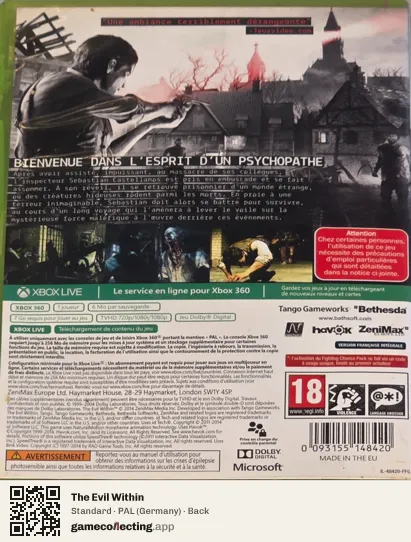 The Evil Within Xbox 360, Germany box back