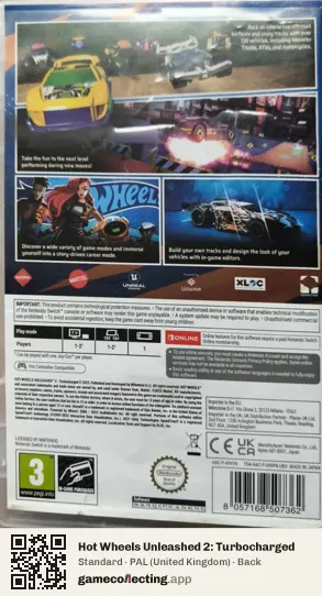 Hot Wheels Unleashed 2: Turbocharged Nintendo Switch, United Kingdom box back