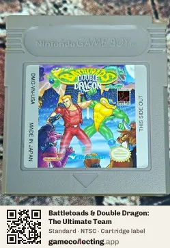 Battletoads & Double Dragon: The Ultimate Team Game Boy, NTSC cartridge label