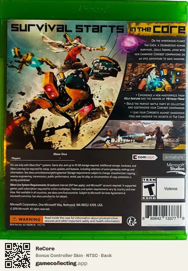 ReCore Xbox One, NTSC box back