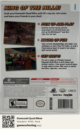 Kawasaki Quad Bikes Nintendo Wii, NTSC box back
