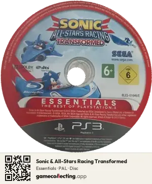 Sonic & All-Stars Racing Transformed PlayStation 3, PAL disc