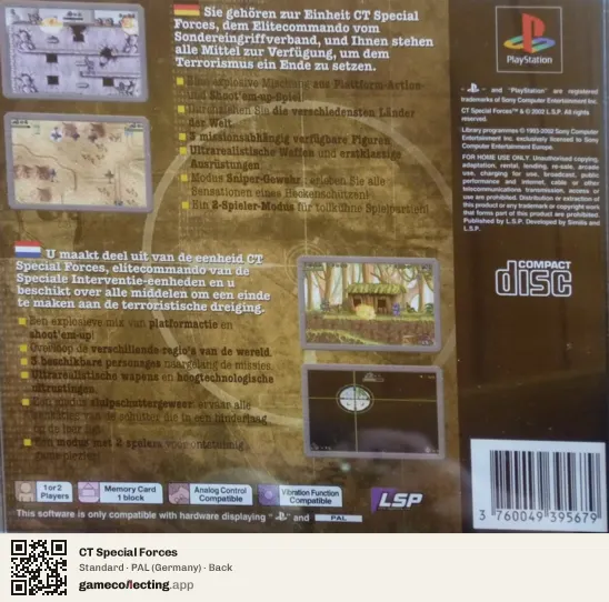 CT Special Forces PlayStation, Germany box back