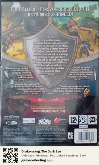 Drakensang: The Dark Eye Computer, United Kingdom box back