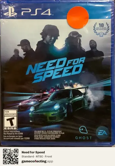 Need for Speed PlayStation 4, NTSC box front