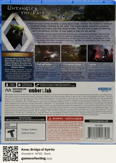 Kena: Bridge of Spirits PlayStation 5, NTSC box back