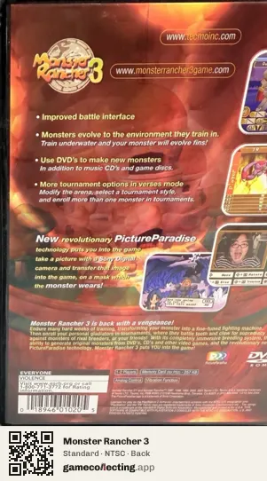 Monster Rancher 3 PlayStation 2, NTSC box back