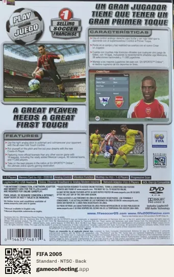 FIFA 2005 PlayStation 2, NTSC box back