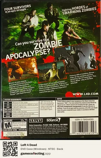 Left 4 Dead Computer, NTSC box back