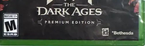 Doom: The Dark Ages, the ESRB box on its front