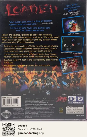 Loaded Sega Saturn, NTSC box back