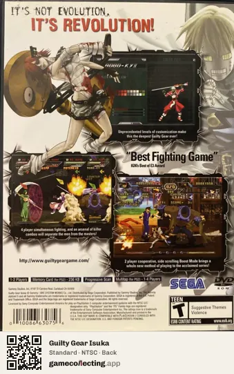 Guilty Gear Isuka PlayStation 2, NTSC box back