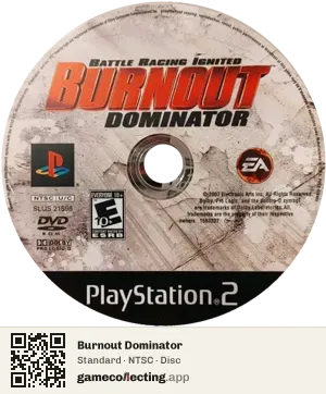 Burnout Dominator PlayStation 2, NTSC disc