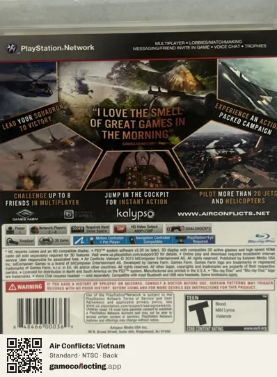 Air Conflicts: Vietnam PlayStation 3, NTSC box back