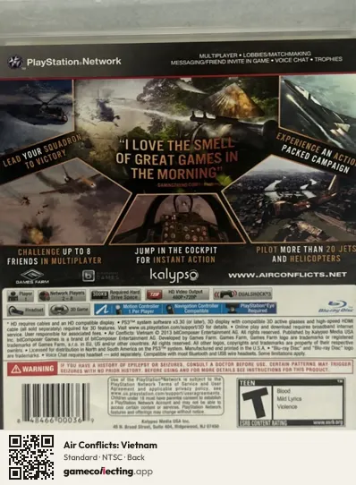 Air Conflicts: Vietnam PlayStation 3, NTSC box back