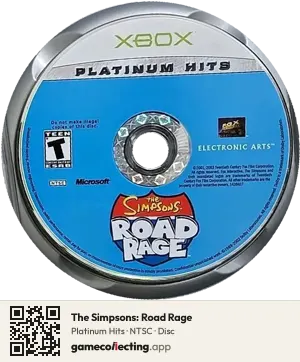 The Simpsons: Road Rage Xbox, NTSC disc