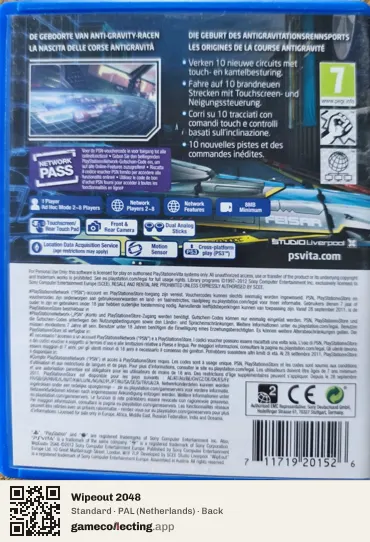 Wipeout 2048 PlayStation Vita, Netherlands box back