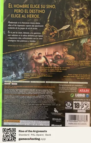 Rise of the Argonauts Xbox 360, Spain box back