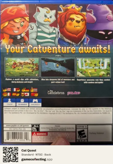 Cat Quest PlayStation 4, NTSC box back