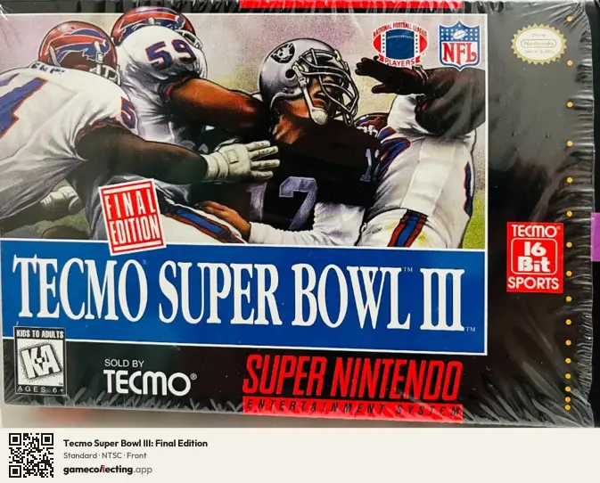 Tecmo Super Bowl III: Final Edition Super Nintendo Entertainment System, NTSC box front