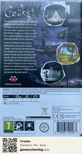 Creaks Nintendo Switch, PAL box back