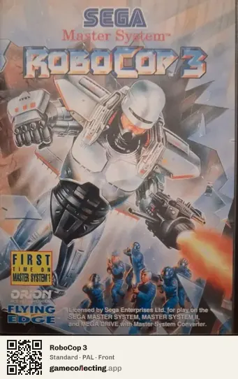 RoboCop 3 Sega Master System, PAL box front